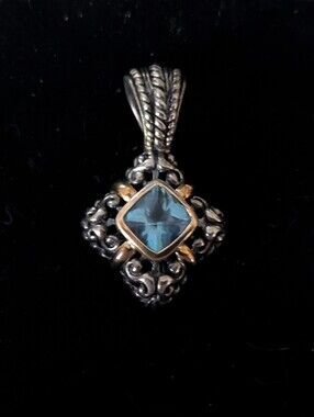14k & Sterling Blue Topaz Pendant